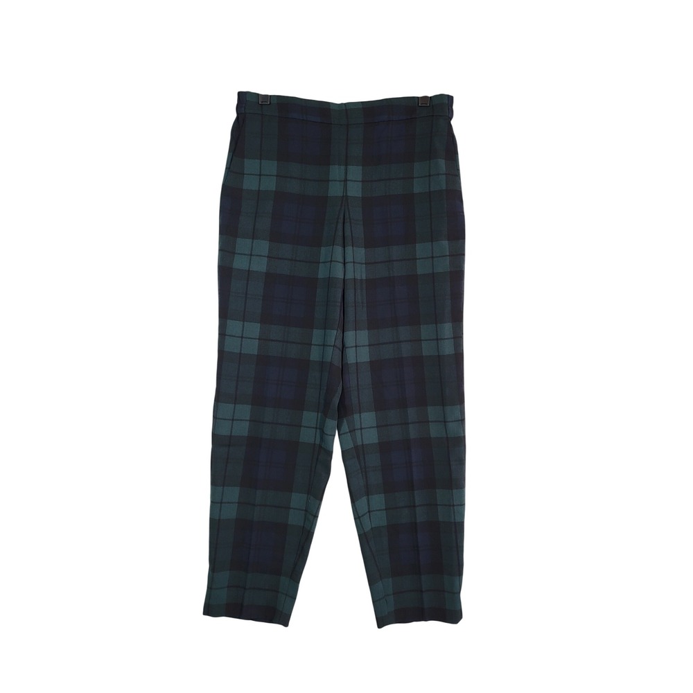 J. Crew Jamie Pant 10 Green Black Watch Plaid Tapered Leg Elastic Back Trousers